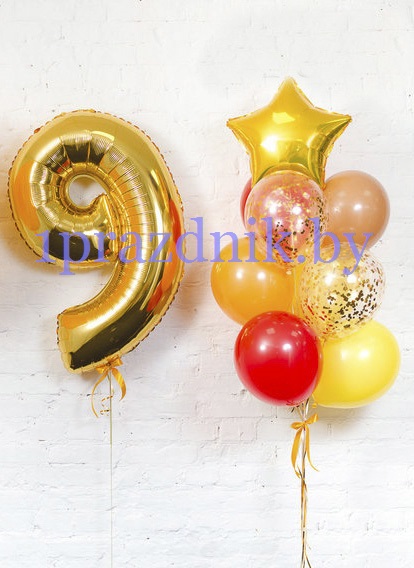 Композиция из воздушных шаров «на День рождения» (Цифра любая)