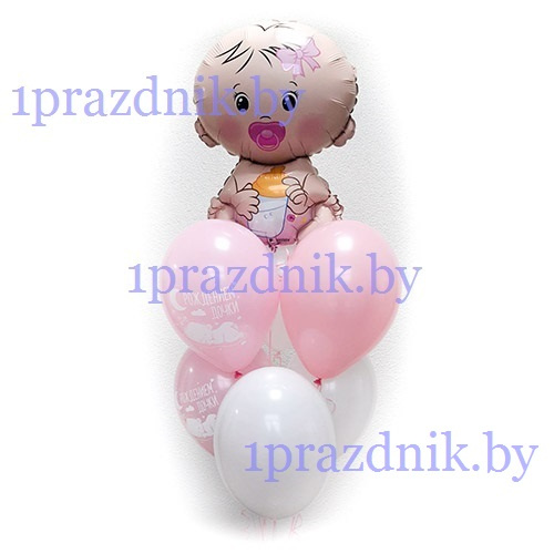Букет из воздушных шаров для новорожденной 