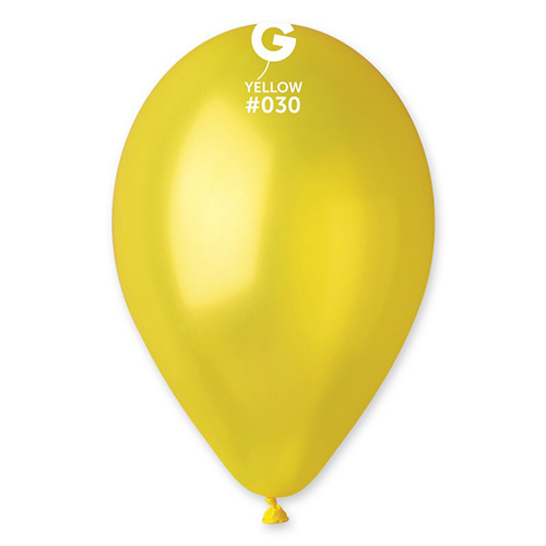 Шар воздушный латексный Желтый (Yellow), металлик, №30