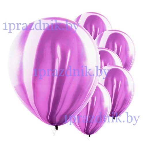 Шар воздушный латексный мрамор (Агат) фиолетовый  (12