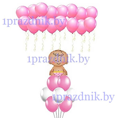 Композиция из воздушных шаров «На выписку для девочки »