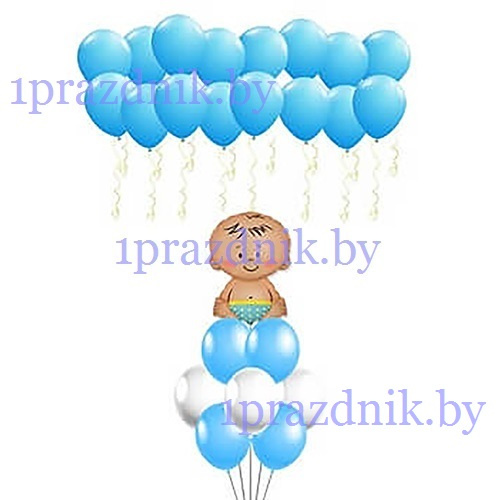 Композиция из воздушных шаров «На выписку для мальчика »