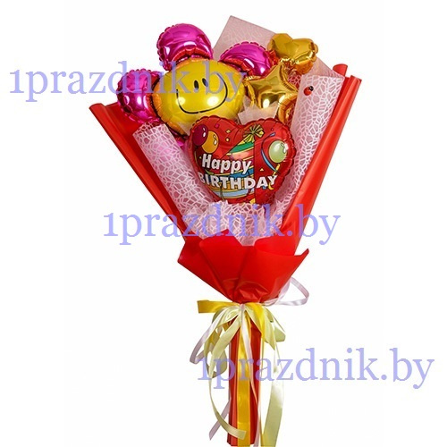 Букет крафтовый из воздушных шаров с Днем рождения 