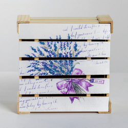 Коробка деревянная подарочная «Букет лаванды», 20*20*10 см