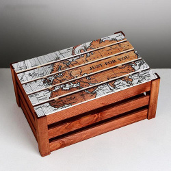 Коробка деревянная подарочная «Карта», 21*33*15 см