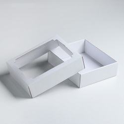Коробка подарочная, крышка с окном 18*15*5 см (Белая)