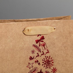 Пакет крафтовый подарочный новогодний «Тепла и уюта», 18*23*10 см