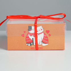 Коробка подарочная на 4 капкейка «Мое Сердечко», 16*16*7,5 см