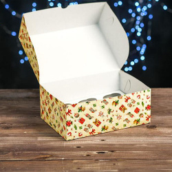 Коробка подарочная на 6 капкейков «Новогодний декор» 17*25*10 см