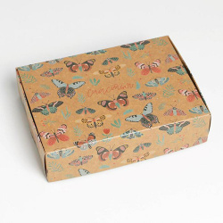 Коробка подарочная крафтовая «Бабочки», 21*15*5 см