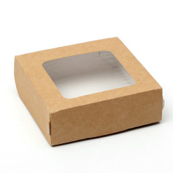 Коробка подарочная, с окном, крафт, 11,5*11,5*4 см